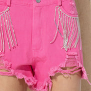Rhinestone Denim Shorts (Available in 3 Colors)