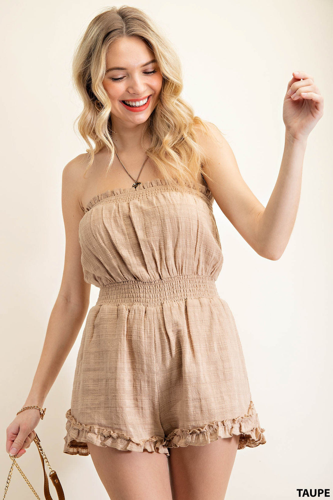 Strapless Ruffled Romper