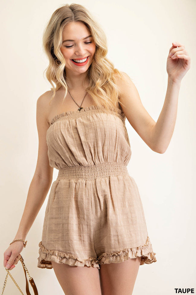 Strapless Ruffled Romper
