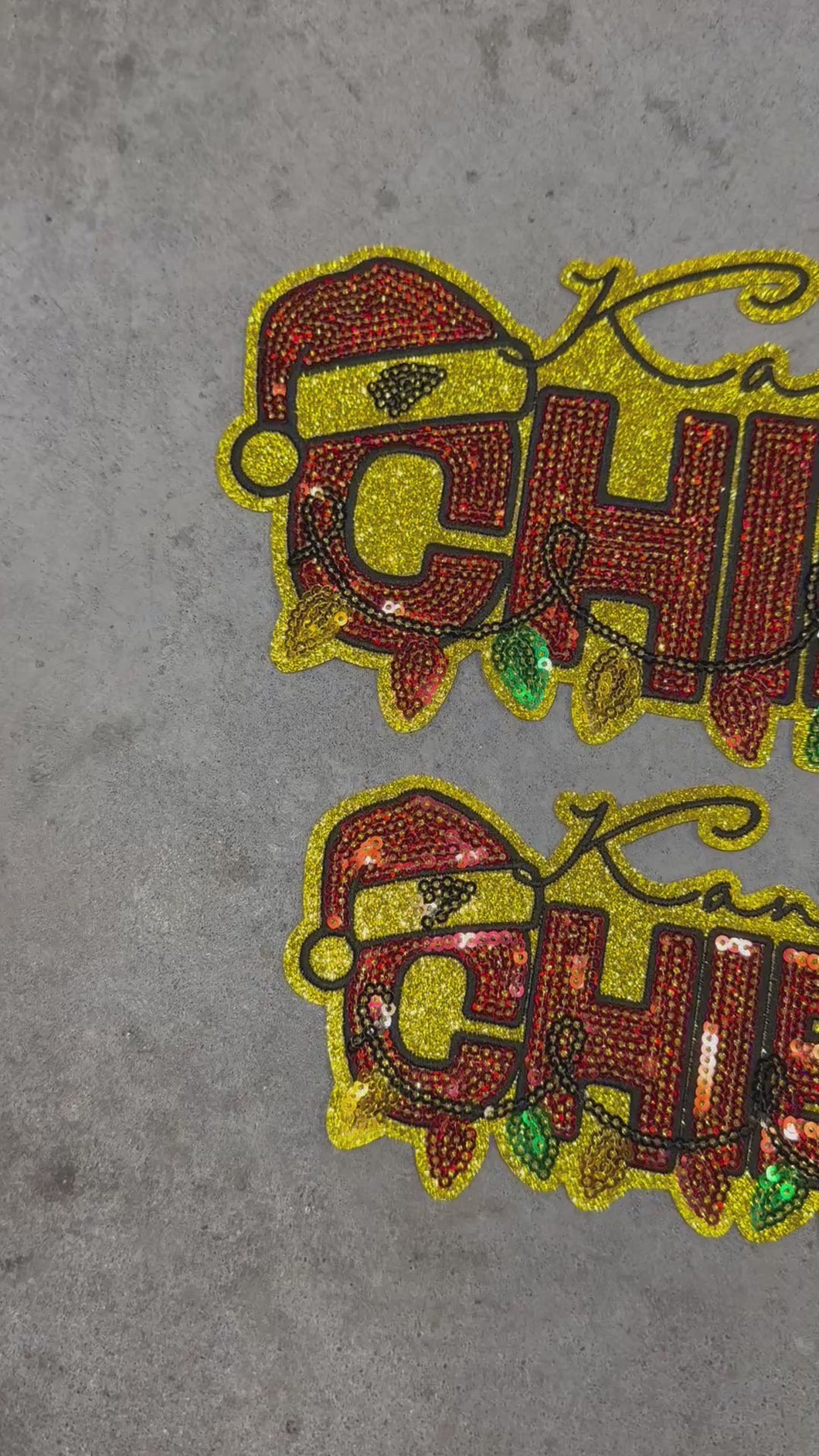 Sequin Chiefs with Lights Kids Size Patch