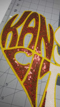 Load and play video in Gallery viewer, Sequin Kansas City Heart X-Large Patch
