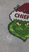 Load and play video in Gallery viewer, Sequin Grinch Chiefs Kids Size Patch
