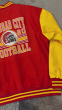 Load and play video in Gallery viewer, Red and Yellow Varsity Jacket w/Chiefs Design (style 2)
