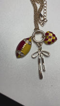 Load and play video in Gallery viewer, Chiefs Gold Necklace w/ Football, Heart, &amp; Bow
