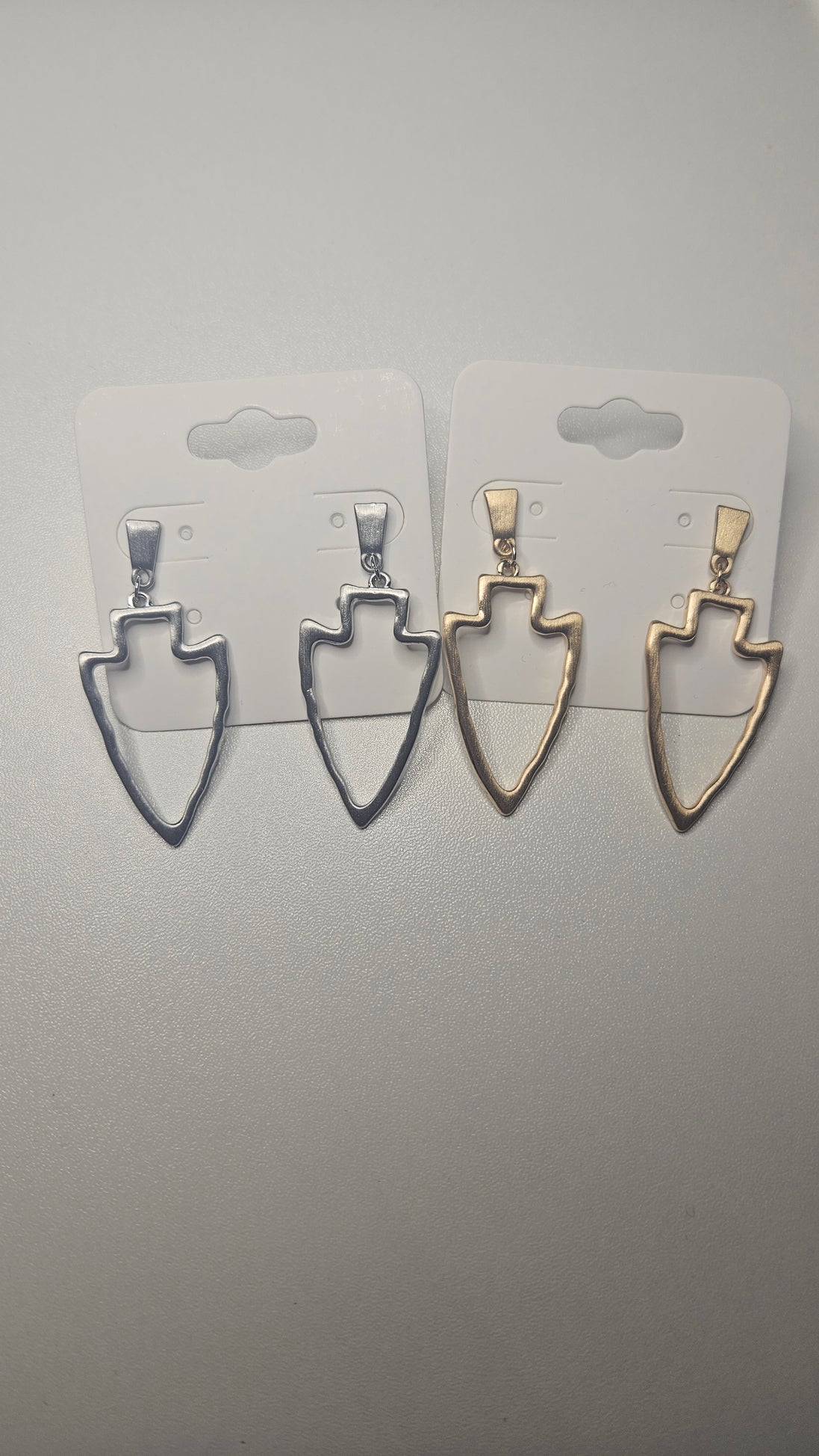Silver OR Gold Sleek Hammered Arrowhead Earrings on Post