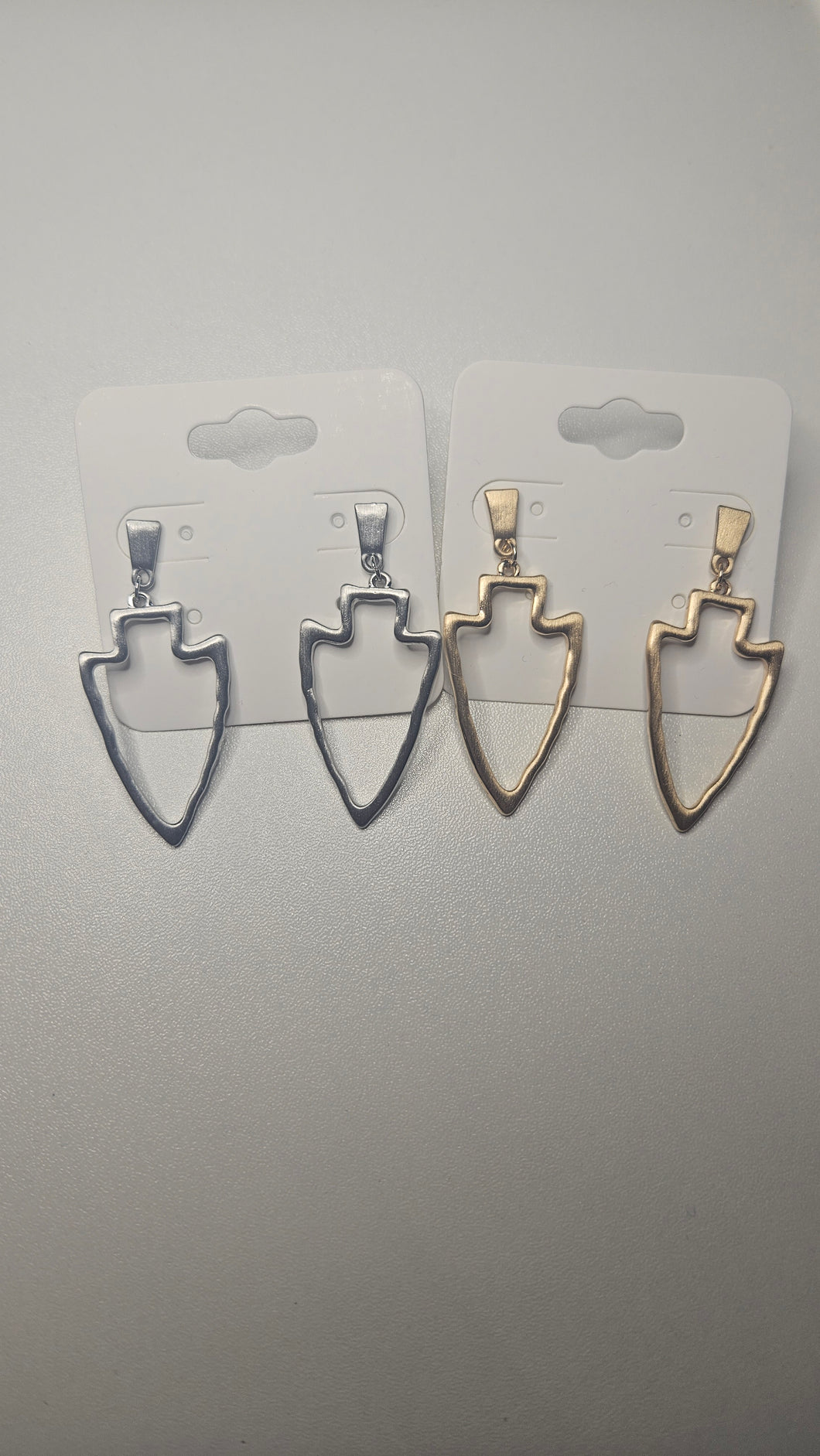 Silver OR Gold Sleek Hammered Arrowhead Earrings on Post
