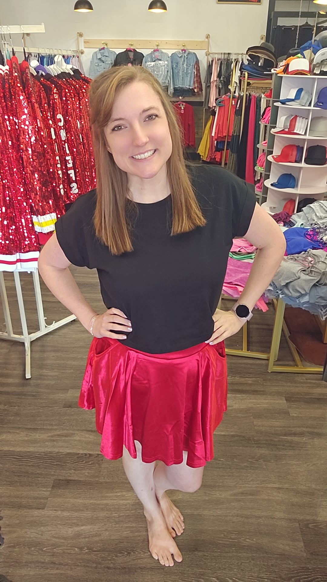 Metallic Skater Skort with Pockets