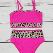 KIDS Cheetah Two Piece Girls Summer Swim Set