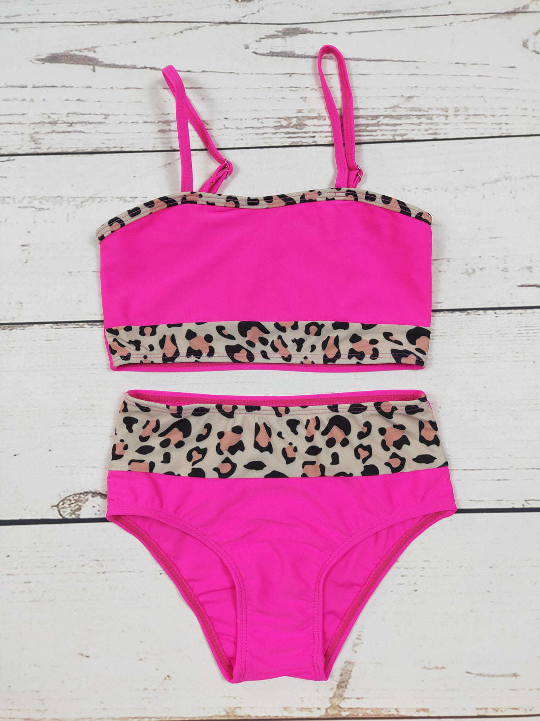 KIDS Cheetah Two Piece Girls Summer Swim Set