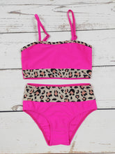 Load image into Gallery viewer, KIDS Cheetah Two Piece Girls Summer Swim Set
