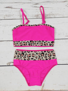 KIDS Cheetah Two Piece Girls Summer Swim Set