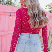 Pink Rhinestone Bodysuit