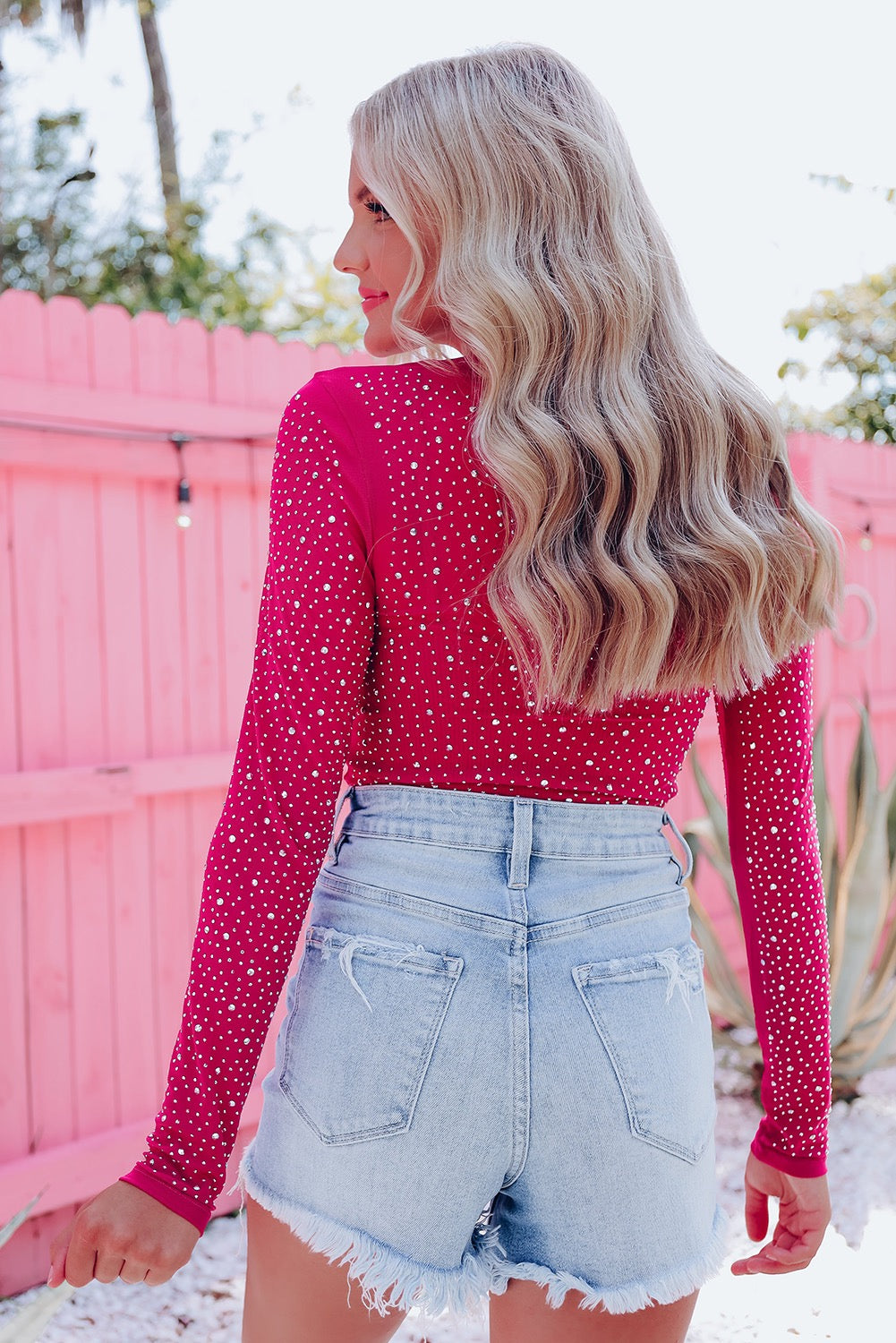 Pink Rhinestone Bodysuit