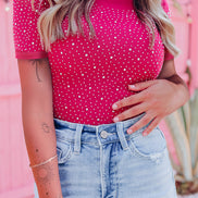 Rose Rhinestone Bodysuit