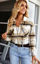 Load image into Gallery viewer, Plaid Cropped Zipper Jacket
