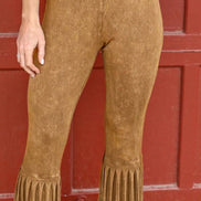 Camel High Waisted Fringe Bottom Pants