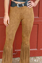 Load image into Gallery viewer, Camel High Waisted Fringe Bottom Pants
