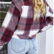 Plaid Cropped Button Jacket
