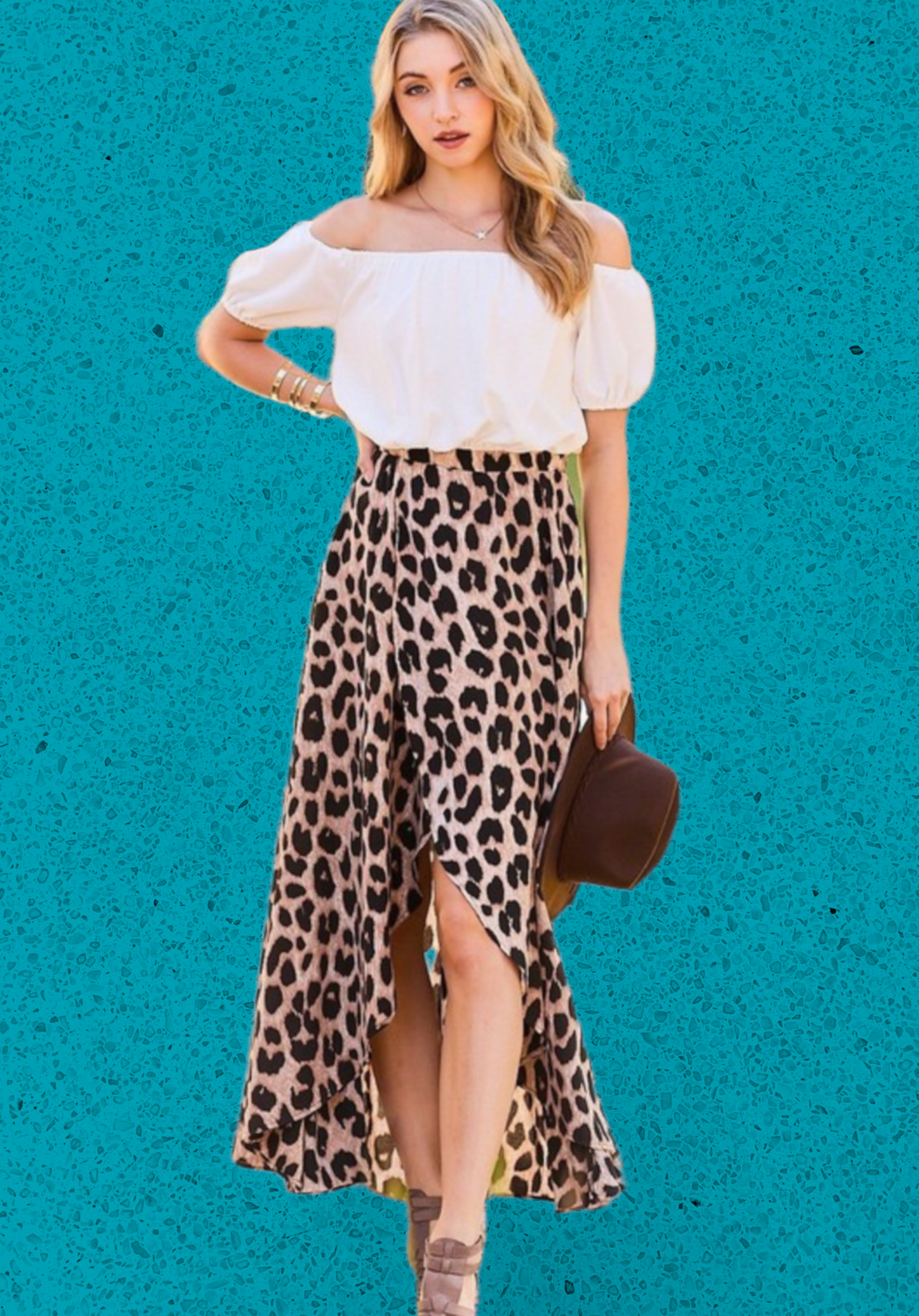 “Accidentally In Love” Leopard Print with Off Shoulder Dress