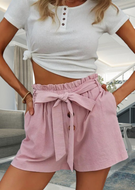“The Bottom” Contrast Button Paperbag Shorts