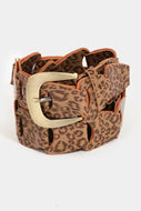 Abstract Faux Leather Chain Belt