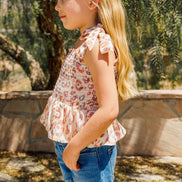 KIDS Leopard Smocked Top