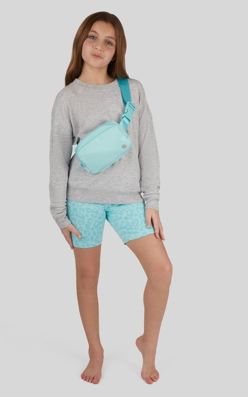 KIDS 3 Piece Set with Sweatshirt, Biker Shorts, and Fanny Bag