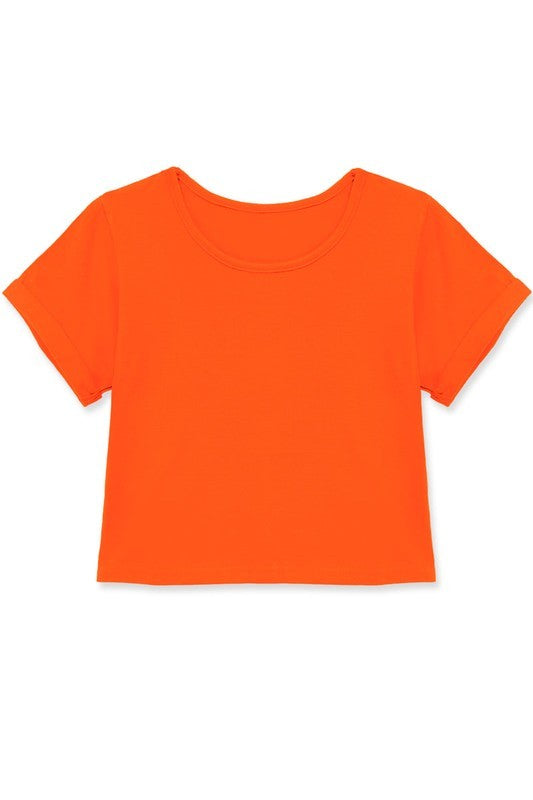 KIDS Crop Tee w/rolled Sleeve