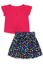 Load image into Gallery viewer, KIDS Two Piece Set- Floral Skirt with Knot Front Top
