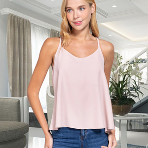 "Amazed" Fitted V-Neck Cami with Back Zipper Detail