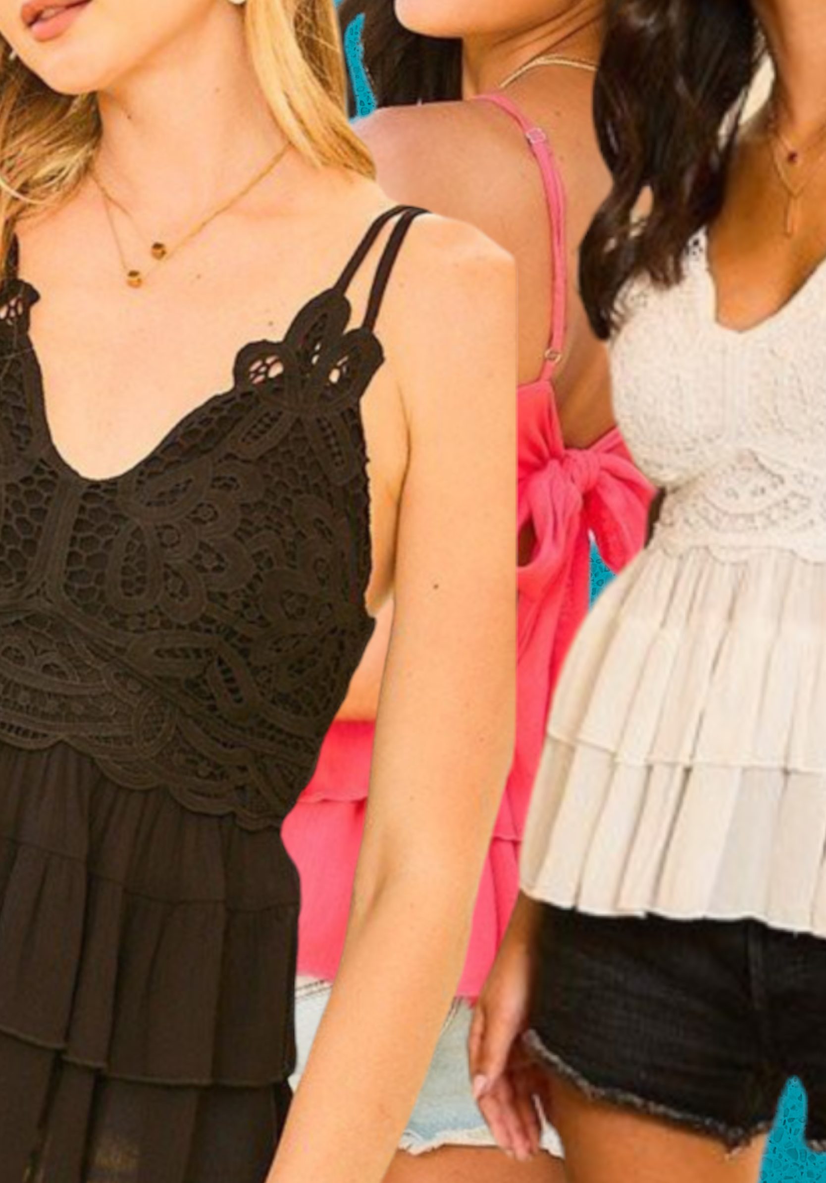 “Anything Goes” Crochet and Lace Top with Tied Back and Ruffled Bottom