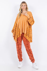 J Her Mineral Wash Rust Plaid Pullover