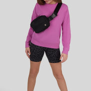 KIDS 3 Piece Set with Sweatshirt, Biker Shorts, and Fanny Bag