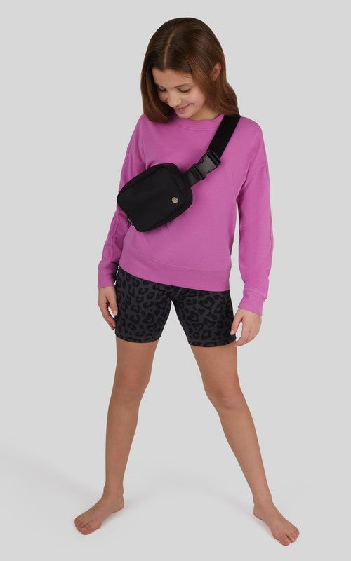 KIDS 3 Piece Set with Sweatshirt, Biker Shorts, and Fanny Bag