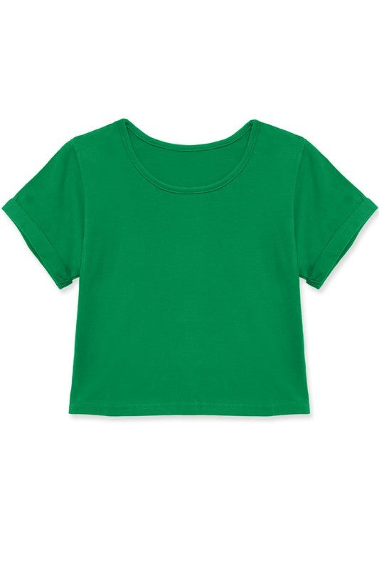 KIDS Crop Tee w/rolled Sleeve