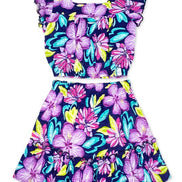 KIDS Set with Puff Sleeve Crop and Skirt