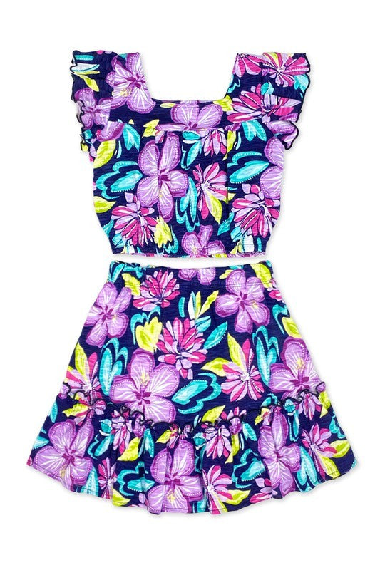 KIDS Set with Puff Sleeve Crop and Skirt