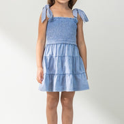 KIDS Cotton Washed Smocked Dress with Tie Straps