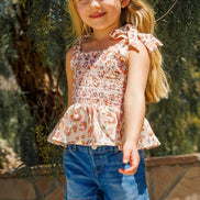 KIDS Leopard Smocked Top