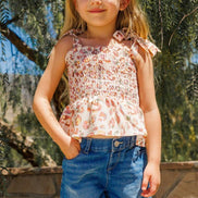 KIDS Leopard Smocked Top