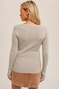 Hem & Thread Gray Ribbed Sweater