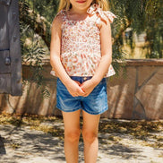 KIDS Leopard Smocked Top