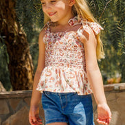 KIDS Leopard Smocked Top
