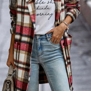 Plaid Button Down Long Coat