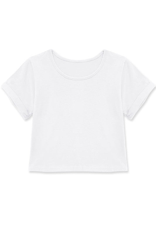 KIDS Crop Tee w/rolled Sleeve