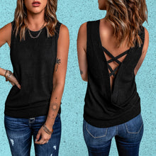 Load image into Gallery viewer, &quot;Endless Love&quot; Black Knit Criss Cross Reversible Tank

