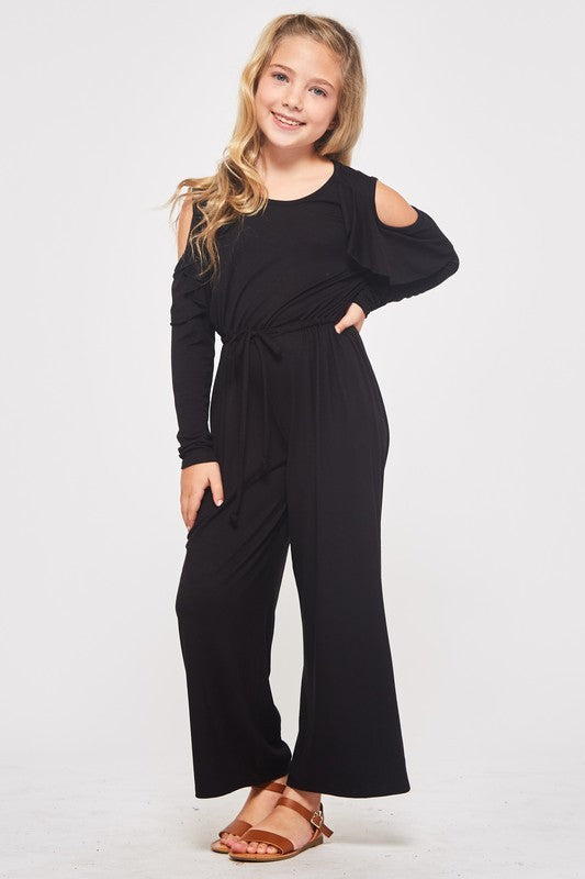 kids cold shoulder jumpsuit