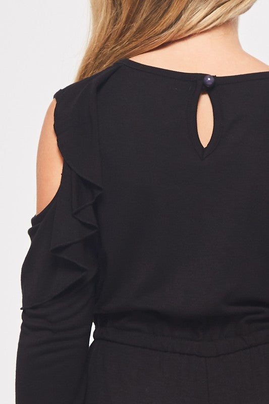 kids cold shoulder jumpsuit