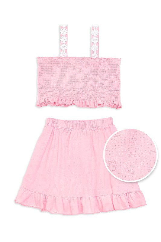 KIDS Eyelet 2 Piece Set- Smocked top and Skirt