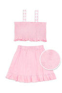 KIDS Eyelet 2 Piece Set- Smocked top and Skirt
